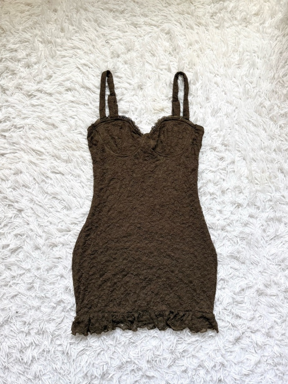 Fashion Nova Brown Lace Mini Dress